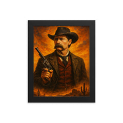 Wyatt Earp framed print on a plain backdrop in size 8"x10".