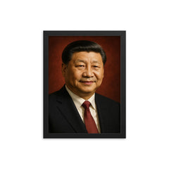 Xi Jinping portrait framed print on a plain backdrop in size 12"x16".