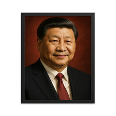 Xi Jinping portrait framed print on a plain backdrop in size 16"x20".