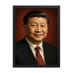 Xi Jinping portrait framed print on a plain backdrop in size 18"x24".
