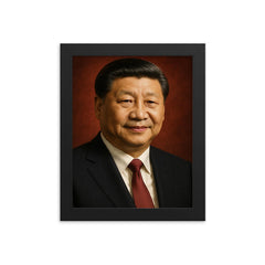 Xi Jinping portrait framed print on a plain backdrop in size 8"x10".