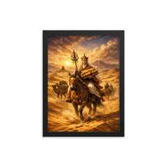 Xuanzang returning with sutras through desert framed print on a plain backdrop in size 12"x16".