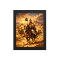 Xuanzang returning with sutras through desert framed print on a plain backdrop in size 8"x10".