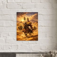 Xuanzang returning with sutras through desert metal print mockup