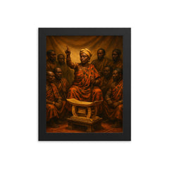 Yaa Asantewaa golden stool war council framed print on a plain backdrop in size 8"x10".