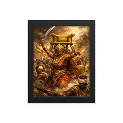 Yaa Asantewaa leading the Golden Stool war framed print on a plain backdrop in size 8"x10".