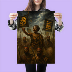 Yaa Asantewaa rallying Ashanti warriors beneath storm banners poster 3