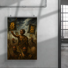 Yaa Asantewaa rallying Ashanti warriors beneath storm banners poster 4