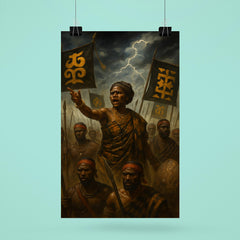 Yaa Asantewaa rallying Ashanti warriors beneath storm banners poster 6