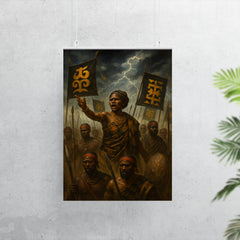 Yaa Asantewaa rallying Ashanti warriors beneath storm banners poster 7