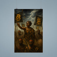 Yaa Asantewaa rallying Ashanti warriors beneath storm banners poster 9