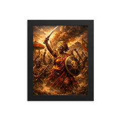 Yaa Asantewaa rallying Ashanti warriors framed print on a plain backdrop in size 8"x10".