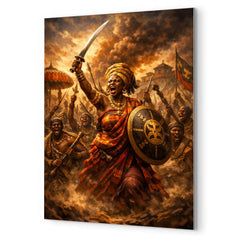 Yaa Asantewaa rallying Ashanti warriors metal print mockup