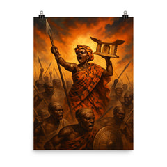 Yaa Asantewaa rallying the Golden Stool war poster on a plain backdrop in size 8"x10".