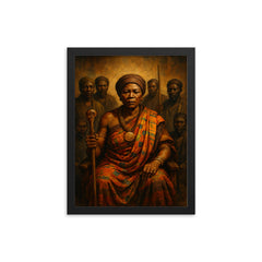 Yaa Asantewaa war council portrait framed print on a plain backdrop in size 12"x16".