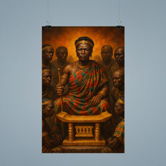 Yaa Asantewaa with golden stool war council poster 9