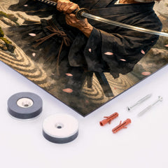 Yagyu Munenori zen garden swordsman portrait metal print mockup