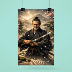 Yagyu Munenori zen garden swordsman portrait poster 6