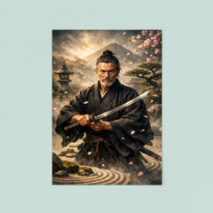 Yagyu Munenori zen garden swordsman portrait poster 8
