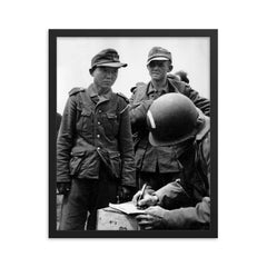 Yang Kyoungjong: A Soldier Captured by Three Armies, Normandy, June 1944 framed print on a plain backdrop in size 16"x20".