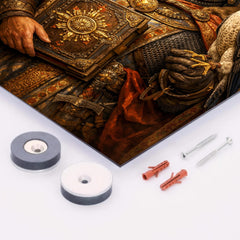 Yaroslav the Wise with falcon and law code metal print mockup