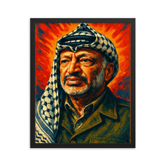 Yasser Arafat framed print on a plain backdrop in size 16"x20".