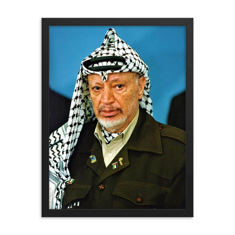 Yasser Arafat framed print on a plain backdrop in size 18