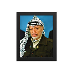 Yasser Arafat framed print on a plain backdrop in size 8"x10".