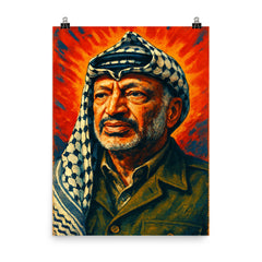Yasser Arafat poster on a plain backdrop in size 8"x10".