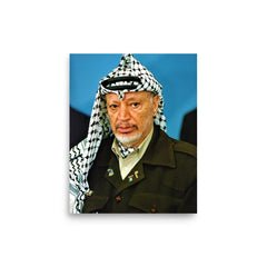 Yasser Arafat poster on a plain backdrop in size 8"x10".