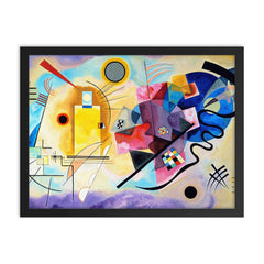 Yellow, Red and Blue by Wassily Kandinsky framed print on a plain backdrop in size 18"x24".