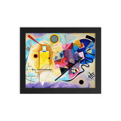 Yellow, Red and Blue by Wassily Kandinsky framed print on a plain backdrop in size 8"x10".