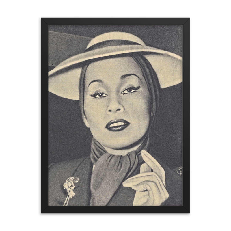 Yma Sumac framed print on a plain backdrop in size 18