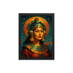 Yma Sumac Inca futurist portrait framed print on a plain backdrop in size 12"x16".