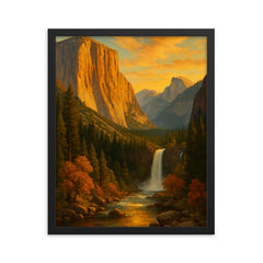 Yosemite National Park framed print on a plain backdrop in size 16"x20".