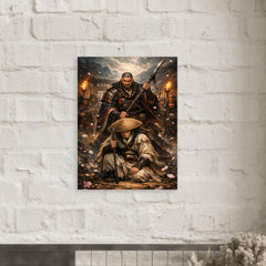 Yoshitsune and Benkei at Ataka barrier metal print mockup
