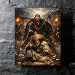 Yoshitsune and Benkei at Ataka barrier metal print mockup