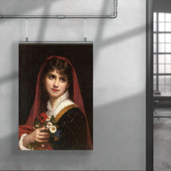 Young Beauty Wearing a Red Veil by Gustave Doyen poster 4