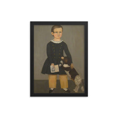Young Boy with Dog by Samuel Miller framed print on a plain backdrop in size 12"x16".