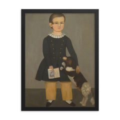 Young Boy with Dog by Samuel Miller framed print on a plain backdrop in size 18"x24".