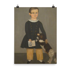 Young Boy with Dog by Samuel Miller poster on a plain backdrop in size 8"x10".