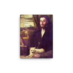 Young Leonardo da Vinci canvas print on a plain backdrop in size 12"x16".