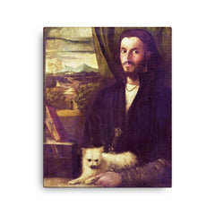 Young Leonardo da Vinci canvas print on a plain backdrop in size 16"x20".