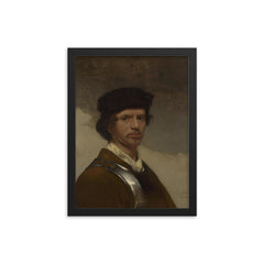 Young Man in a Fur Cap by Carel Fabritius framed print on a plain backdrop in size 12"x16".