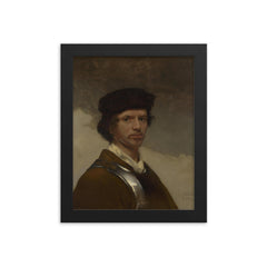 Young Man in a Fur Cap by Carel Fabritius framed print on a plain backdrop in size 8"x10".
