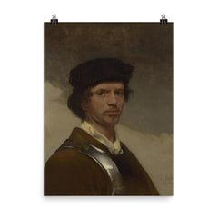 Young Man in a Fur Cap by Carel Fabritius poster on a plain backdrop in size 8"x10".
