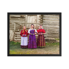 Young Russian Peasant Women, Tri-Color Composite, 1909 framed print on a plain backdrop in size 16"x20".