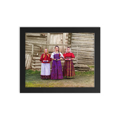 Young Russian Peasant Women, Tri-Color Composite, 1909 framed print on a plain backdrop in size 8"x10".