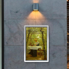 Young Woman Embroidering in the Garden by Karl Harald Alfred Broge poster 2