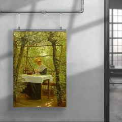 Young Woman Embroidering in the Garden by Karl Harald Alfred Broge poster 4